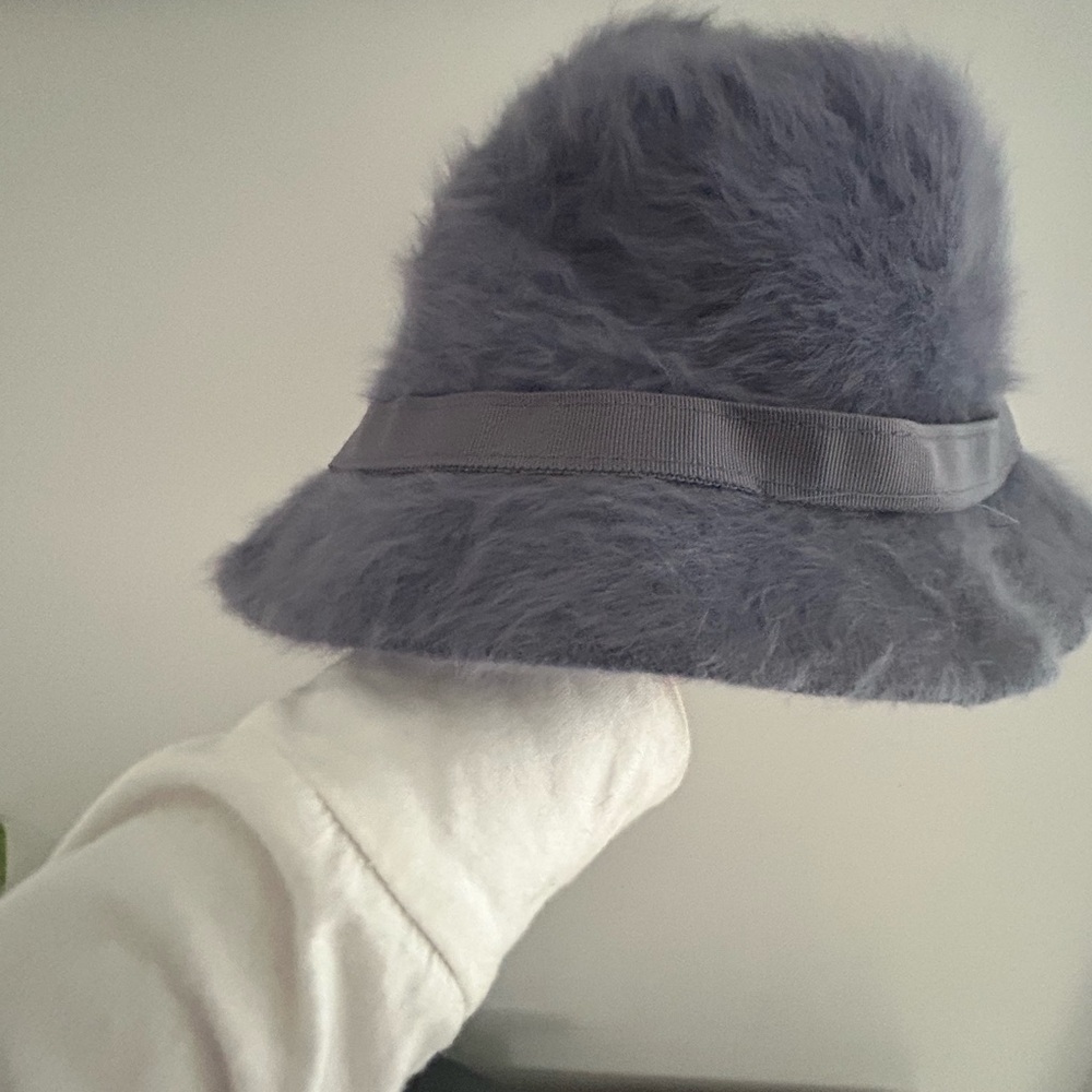Vintage Kangol Women's 21” Bucket Hat Light Blue purple Fuzzy